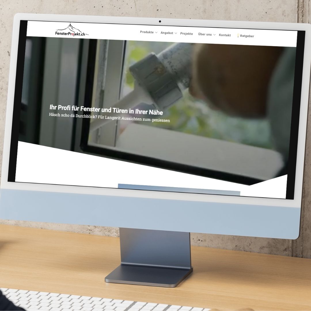 Website Redesign FensterProjekt.ch modernes Webdesign. Startseite der Webseite.